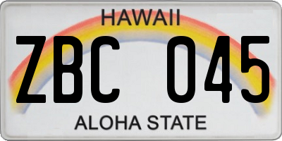 HI license plate ZBC045