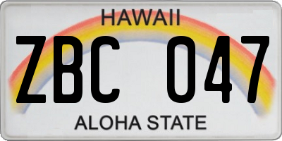 HI license plate ZBC047