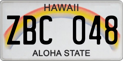 HI license plate ZBC048