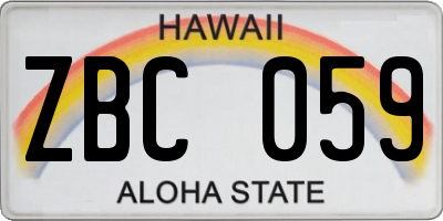 HI license plate ZBC059