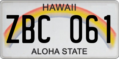 HI license plate ZBC061