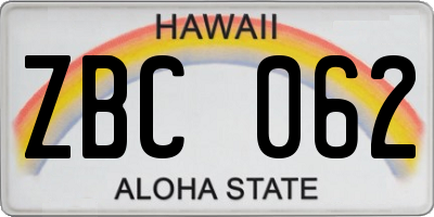 HI license plate ZBC062