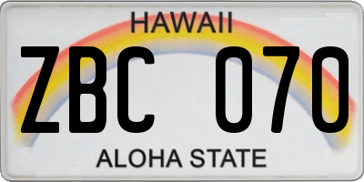 HI license plate ZBC070