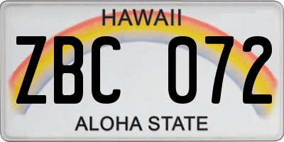 HI license plate ZBC072