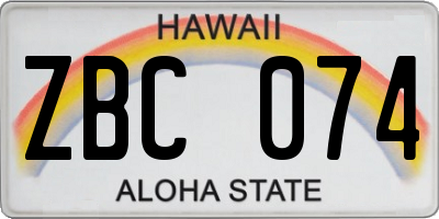 HI license plate ZBC074