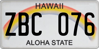 HI license plate ZBC076