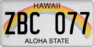 HI license plate ZBC077