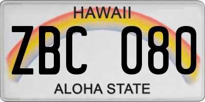 HI license plate ZBC080