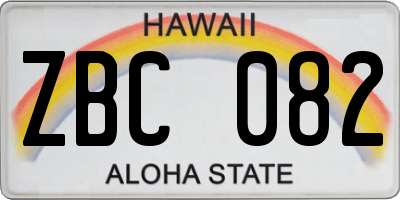 HI license plate ZBC082