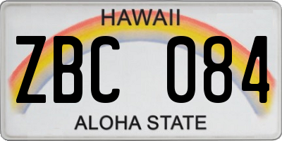 HI license plate ZBC084