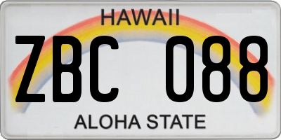 HI license plate ZBC088