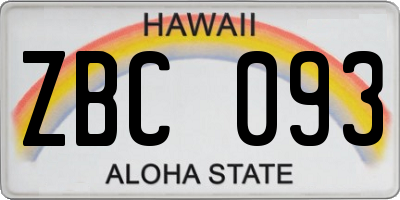 HI license plate ZBC093