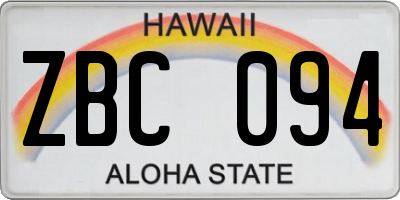 HI license plate ZBC094