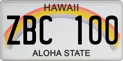 HI license plate ZBC100