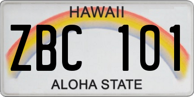 HI license plate ZBC101