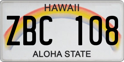 HI license plate ZBC108