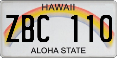 HI license plate ZBC110