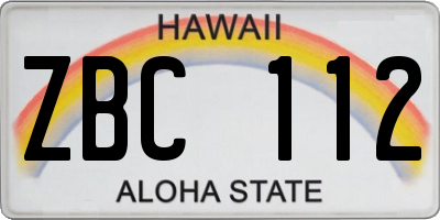 HI license plate ZBC112