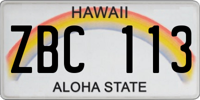 HI license plate ZBC113