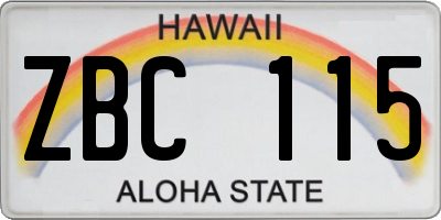 HI license plate ZBC115