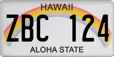 HI license plate ZBC124