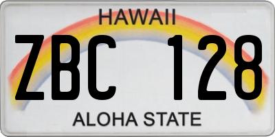 HI license plate ZBC128