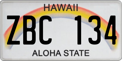 HI license plate ZBC134