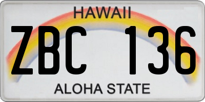 HI license plate ZBC136