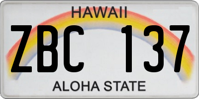 HI license plate ZBC137