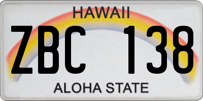HI license plate ZBC138
