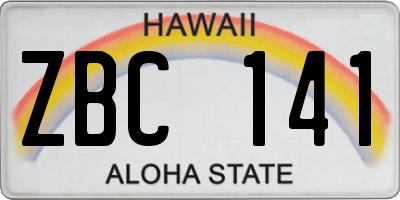 HI license plate ZBC141