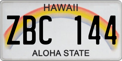 HI license plate ZBC144