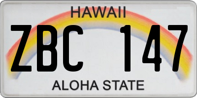 HI license plate ZBC147