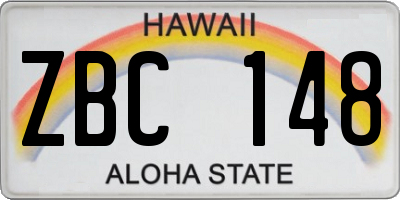 HI license plate ZBC148
