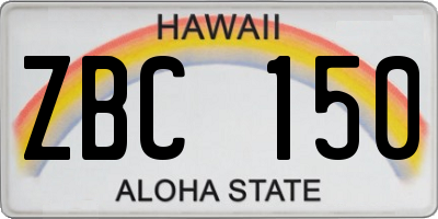 HI license plate ZBC150