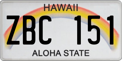 HI license plate ZBC151