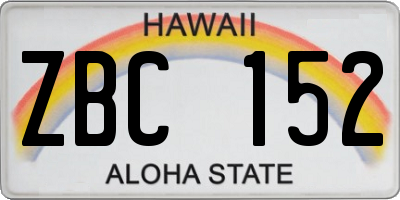 HI license plate ZBC152