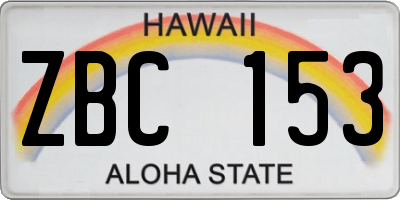 HI license plate ZBC153
