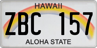 HI license plate ZBC157