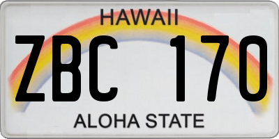 HI license plate ZBC170