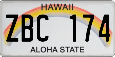 HI license plate ZBC174