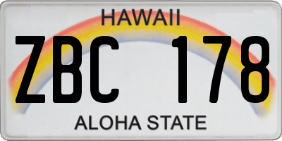 HI license plate ZBC178
