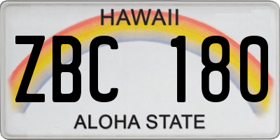 HI license plate ZBC180