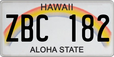 HI license plate ZBC182