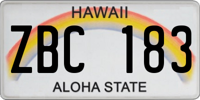 HI license plate ZBC183
