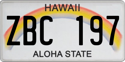 HI license plate ZBC197