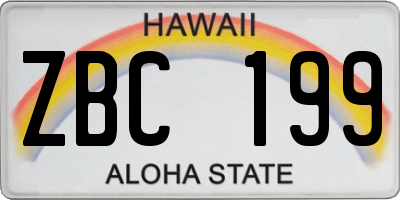 HI license plate ZBC199