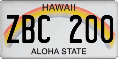 HI license plate ZBC200