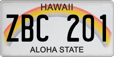 HI license plate ZBC201