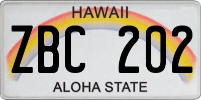 HI license plate ZBC202